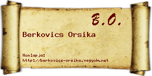Berkovics Orsika névjegykártya